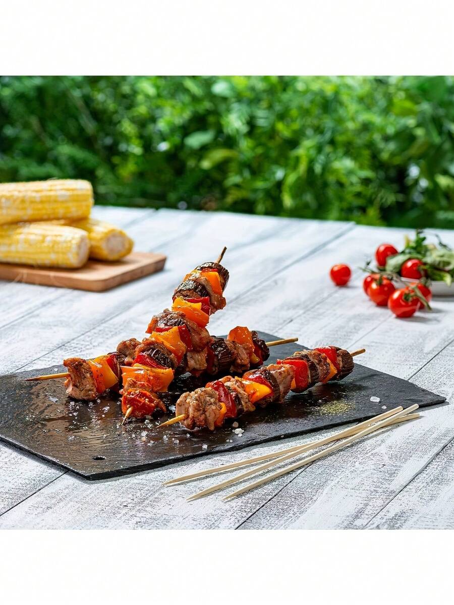 100pcs Disposable Natural Bamboo Skewers, Suitable For Barbecue