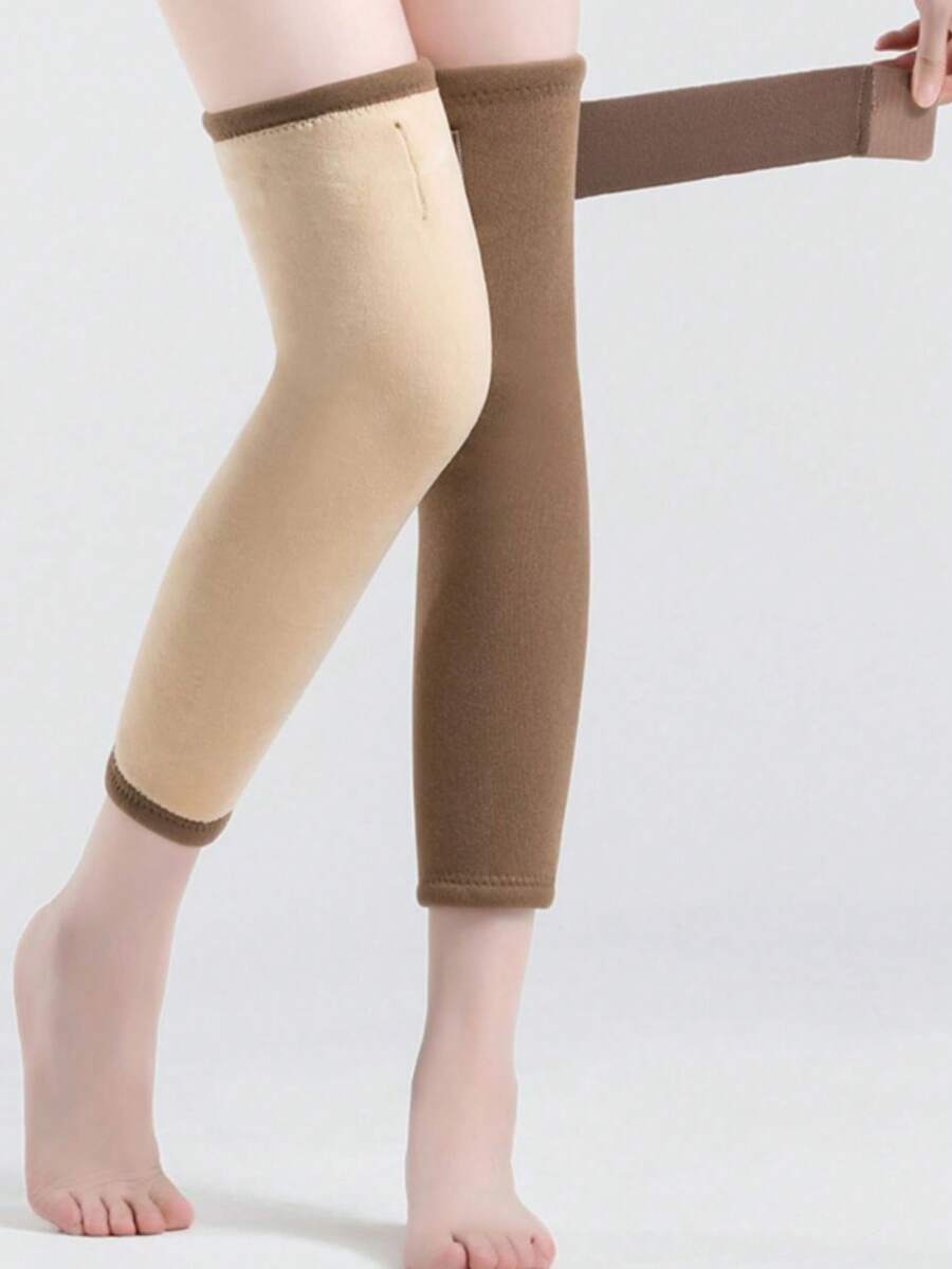 1件加长保暖抓绒护膝，带防滑带，秋冬季保暖护膝，保护关节 - 彩色 - 查看 1