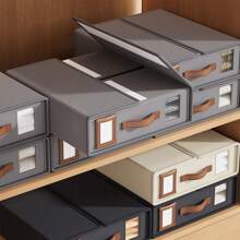 1 Pack Bed Sheet Organizers, Storage Bins With PU Leather Handle, Foldable Sheet Organizer For Linen Closet, Sheets Set Folder Keeper With Window XL (Queen & King Size) Organizing Bedding Container, Blanket Storage Bedroom, Organizer, Home Storage, White T Shirt Women, Black Pants Women, Ladies Winter Clothes, Dress,