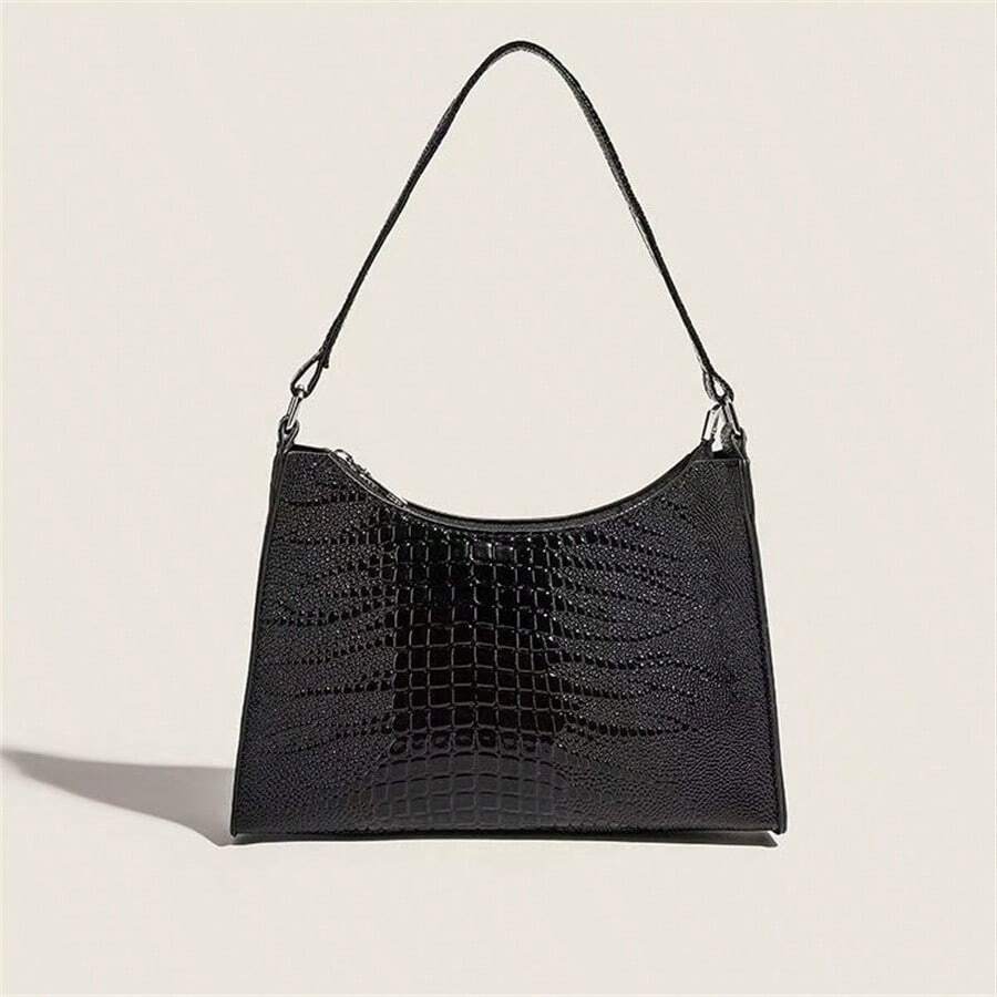 1 chiếc túi đeo chéo da thật bóng có họa tiết da cá sấu chống thấm nước, nhẹ, dùng trong công sở dành cho nữ, sinh viên đại học, tân binh và nhân viên văn phòng, hoàn hảo cho văn phòng, trường đại học, công sở, kinh doanh, đi làm - Nhiều màu - Xem 1