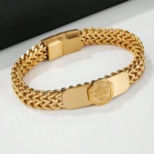 1pc Luxury Stainless Steel Tree Of Life Bracelet For Men, Suitable For Couples, Dating, Valentine's Day And Christmas Holiday Gifts
