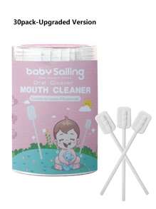 30pcs Individual Wrapped Gum-Free Newborn Baby Oral Care Cleaner, Disposable Gauze Material Wavy Brush Head For Cleaning Baby's Oral Cavity & Tongue Coating