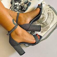Women's Silver Sandal With Glitter Glam 9 Cm - 銀色 - 查看 1