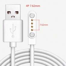 Cargador 4 Pines Magnético 7.62MM, Universal para Reloj Inteligente, Cable de Carga USB para Smart Watch - Blanco - Ver 2