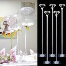 Lote de 10 piezas/6 piezas/4 piezas/2 piezas de soportes para globos de 35 cm/13.78 pulgadas, soporte de columna para globos con tul para decoración de mesas en cumpleaños, bodas, fiestas, vuelta al cole, San Valentín