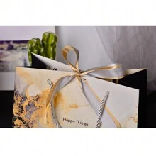 Bolsa de regalo con patrón de mármol, bolsa de tela de moda con cinta, bolsa de embalaje de regalo de fiesta, bolsa de papel para ropa