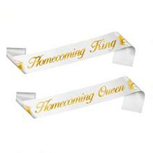 2同学聚会王子公主皇冠腰带+2球场腰带缎面腰带国王王后服装配饰毕业男女成人皇冠派对服装生日 - 多色 - 查看 6