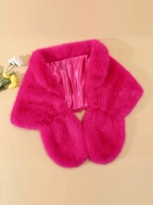 1pc Women's Solid Color Fluffy Collar Scarf, Thick Outdoor Casual Windproof Warm Fashion Elegant Shawl, Polyester, Autumn/Winter