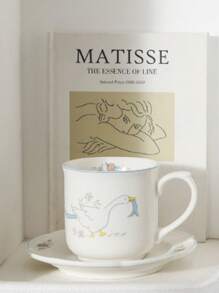 Cute Cartoon Ceramic Goose Coffee Cup And Saucer Set, Fashionable High-Quality Girl's Afternoon Tea Cup, Korean Style - Multicolor - View 5