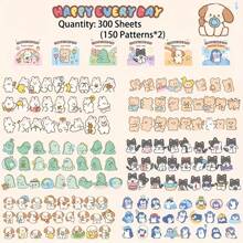 50 Peças/Caixa Conjunto de Mini Adesivos Animais Cartoon, Adesivos para Caderno, Álbum de Recortes, Usados para Artesanato DIY, Diário, Planejador, Embalagem, Decoração de Papelaria