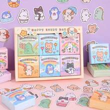 50 Peças/Caixa Conjunto de Mini Adesivos Animais Cartoon, Adesivos para Caderno, Álbum de Recortes, Usados para Artesanato DIY, Diário, Planejador, Embalagem, Decoração de Papelaria