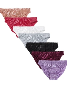 7-Pack Satin Briefs For Women - Mid-Waist, Wavy Crotch, Cheeky Hipster, Breathable, Soft, Comfortable, And Sexy Underwear For Everyday Wear - High-Quality, Affordable, And Versatile Panties