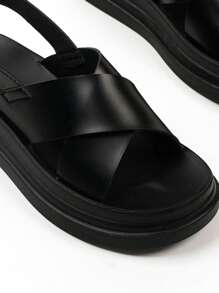 Women's Summer Metal Buckle Platform Sandals,Travel Essential - Black - View 5