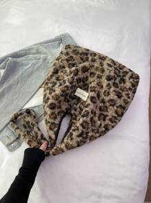 Großraum-Pendlertasche im Auslandsstil, Herbst- und Wintermode, personalisiert, Leopardenmuster, Lässig Klasse, Schultertasche, vielseitig einsetzbare Tasche - Braun - Übersicht 5