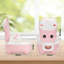 Sonnewelt Rosa/Blaues Kinder-Töpfchen mit Cartoon-Deckel – Toilettentrainer mit Griffen, weichem PU-Sitzkissen, Spritzschutz und hygienischer Schubladenfunktion – Inklusive Reinigungsbürste