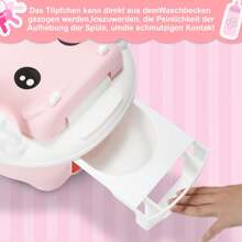 Sonnewelt Rosa/Blaues Kinder-Töpfchen mit Cartoon-Deckel – Toilettentrainer mit Griffen, weichem PU-Sitzkissen, Spritzschutz und hygienischer Schubladenfunktion – Inklusive Reinigungsbürste