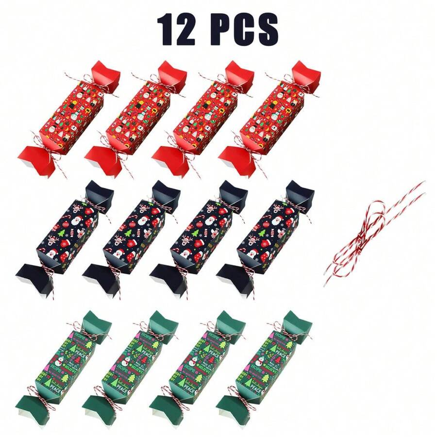 Bekecidi Weihnachts-Geschenkboxen – 12 Stück, 8,5x8,5x9 Cm, Für Süßigkeiten, Kekse & Kleine Geschenke