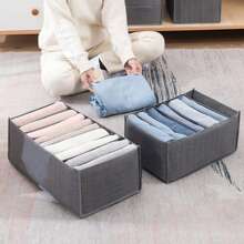 1 pièce/3 pièces - Boîte de rangement pour vêtements et pantalons, boîte de finition des vêtements avec compartiments, boîte de rangement en couches pour jeans et sous-vêtements, boîte de rangement pour vêtements de type tiroir, boîte de classification pliable en tissu pour robes, pantalons, chaussures, jeans, bottes, jupes