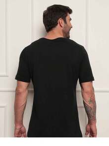 Pima T-Shirt Men Streetwear Basic 100% Cotton Plain Basic Slim Fit Shirt Male American - màu đen - Xem 3