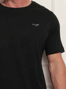 Pima T-Shirt Men Streetwear Basic 100% Cotton Plain Basic Slim Fit Shirt Male American - màu đen - Xem 2