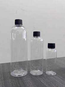 1pc 100ml/250ml/500ml Transparent Plastic Sample/Travel Size Bottle With Cap, Round Liquid Filling Bottles Home Bathroom Decor Fall Decor Back To School - Clear - View 2