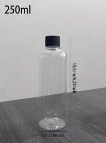 1pc 100ml/250ml/500ml Transparent Plastic Sample/Travel Size Bottle With Cap, Round Liquid Filling Bottles Home Bathroom Decor Fall Decor Back To School - Clear - View 4