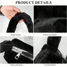 Fuzzy Tote Bag Y2K Fluffy Shoulder Bag Women Furry Purse Large Cute Plush Bag Ladies Faux Fur Bag For Autumn And Winter - màu đen - Xem 3