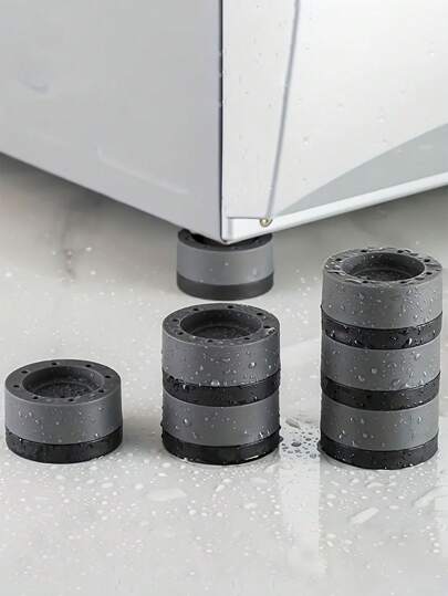 4-pack antivibrationstvätt- och torktumlare gummikuddar - stötdämpande, golvskydd, tvättstugatillbehör med matt metallfinish typ, slitstarkt plastmaterial