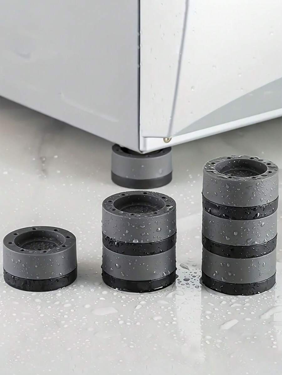 4 Packs Anti-Vibration Washer And Dryer Rubber Pads - Shock Absorbing, Floor Protection, Laundry Room Accessories With Matte Metal Finish Type, Durable Plastic Material - Grey - View 1