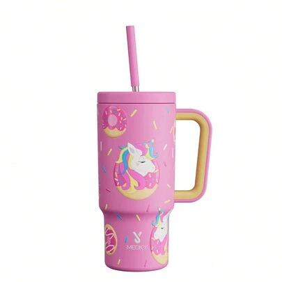 Vaso aislado con asa de 24 onzas, taza de viaje aislada al vacío de acero inoxidable con pajita, botella de agua aislada al vacío, botella de agua reutilizable de acero inoxidable - Mantiene caliente/frío hasta por 24 horas