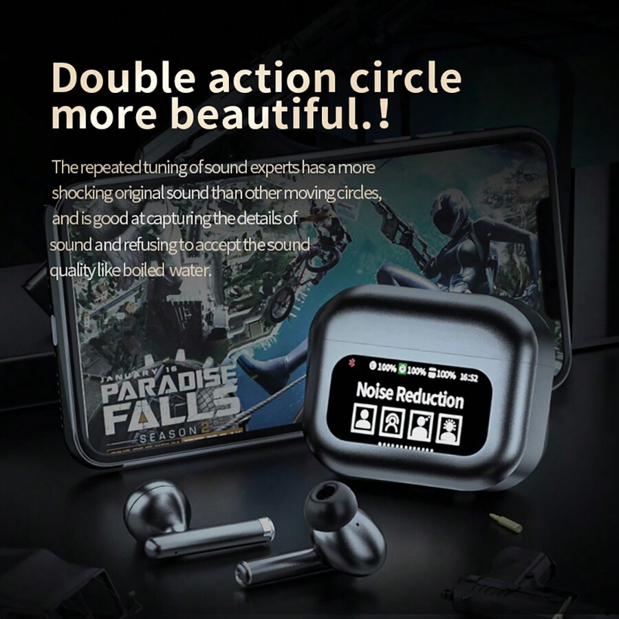 Wireless Active Noise Cancelling Touch Screen Earbuds With Touch Screen