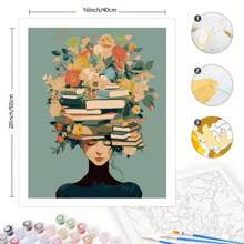 Book Girl Painting Set, Including DIY Digital Painting And Oil Painting, With Imaginative Design Gifts Birthday Graduation - Multicolor - View 3
