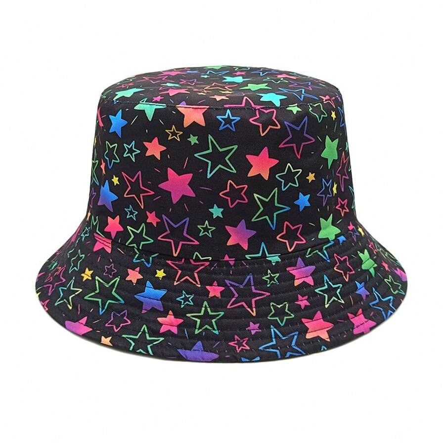 Mũ xô thời trang có thể đảo ngược in hình ngôi sao, mũ du lịch ngoài trời dành cho cả nam và nữ - Ngôi sao - Xem 1