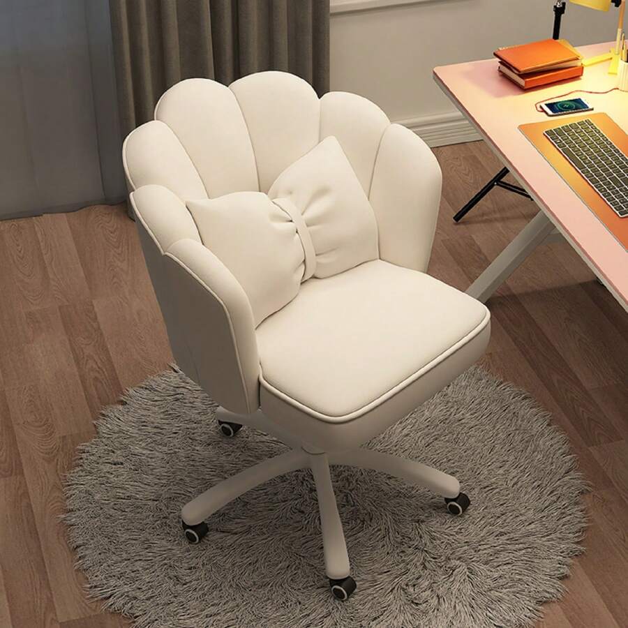 Office Chair Cute Petal Desk Chair, Modern Fabric Home Butterfly Chairs Height Adjustable Chair Makeup Chairs Computer Chairs - trắng - Xem 1