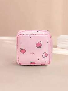 1 szt. Uroczy kreskówkowy wielofunkcyjny wodoodporny worek do przechowywania - duża pojemność worek do przechowywania podpasek higienicznych, kosmetyczka, niezbędne przybory podróżne dla ucznia, piórnik, portfel, torba do przechowywania artykułów piśmienniczych (pozycja nadruku wzoru nie jest ustalona, fioletowe kropki wysyłane losowo)