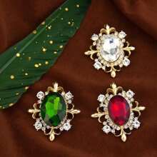 1pc Fashionable Egg Crystal Women Brooch, Gold Plated Christmas Scarf Dress Pin, Birthday Party Valentine Gift