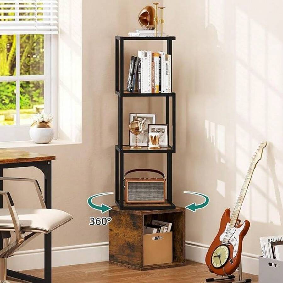 YITAHOME 4Tier Rotating Bookshelf 360 Display Floor Standing Bookcase