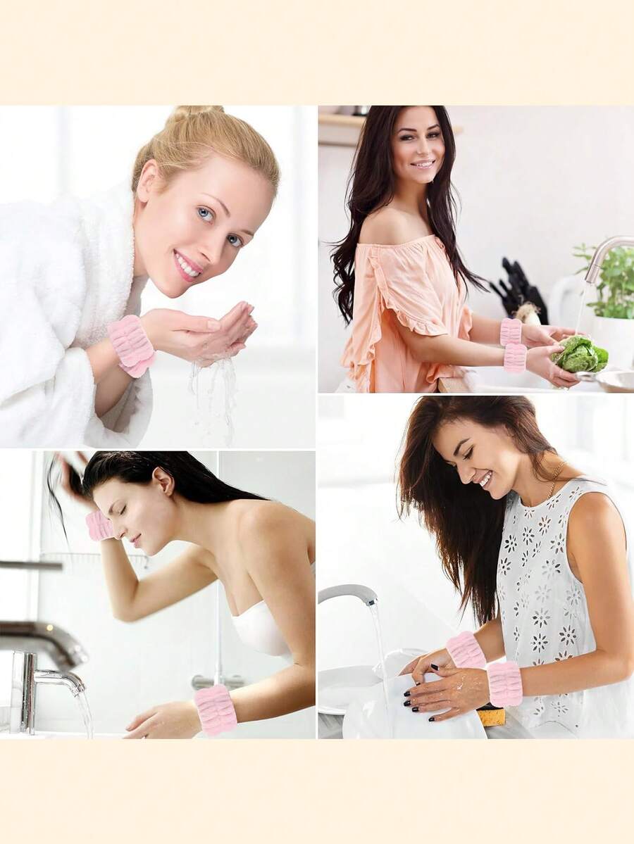 5 Cleaning And Washing Tool Sets, Coral Wool Water Absorption Hair Band