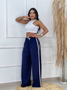 Striped Palazzo Pants - Azul Marino - Ver 1