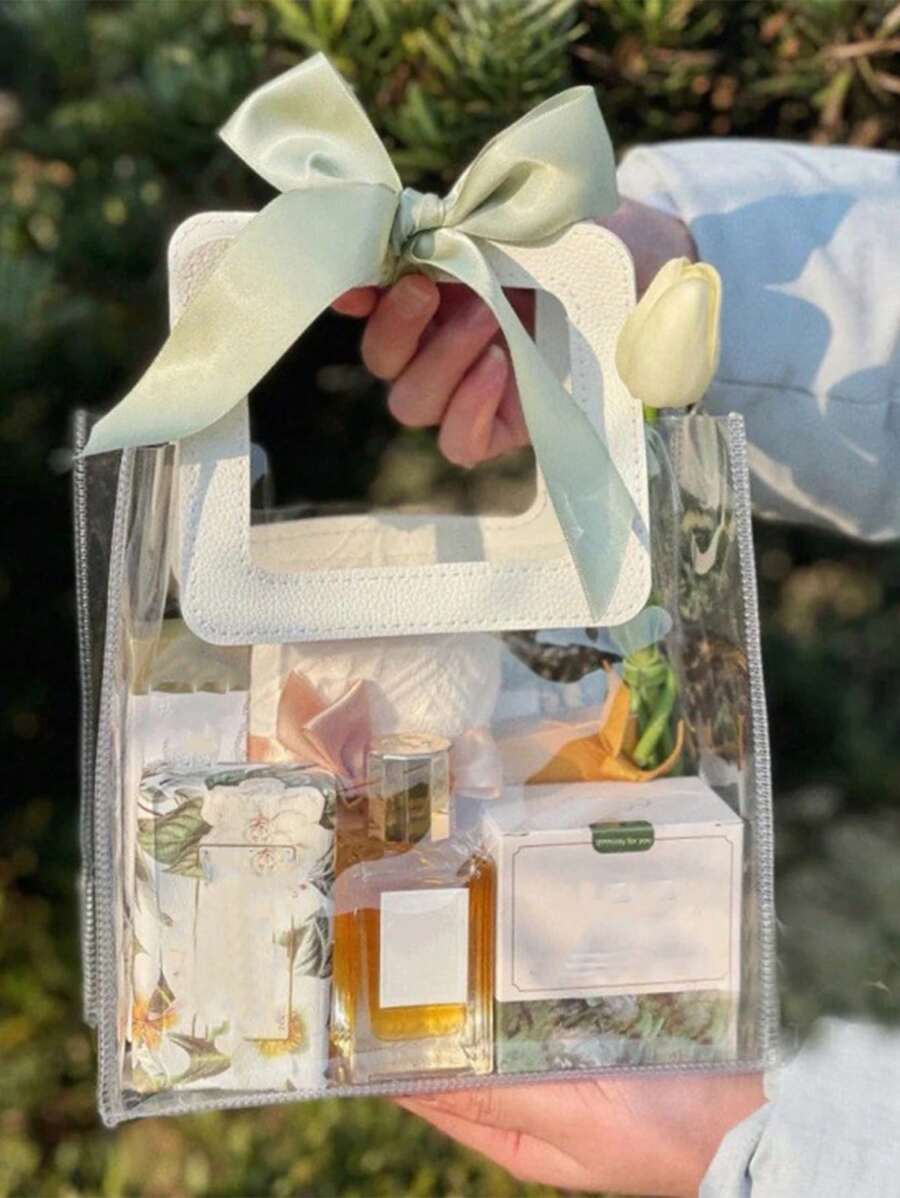 1 pieza/10 piezas Bolsa de regalo de PVC transparente grueso, caja de dulces para recuerdos de boda, bolso - Multicolor - Ver 1