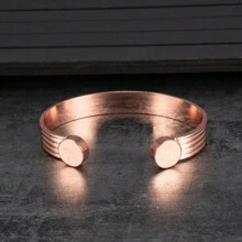 Pure Copper Bracelets For Men Adjustable Open Cuff Stripe Magnetic Bangles Health High Magnet Solid Copper Jewelry Resizable