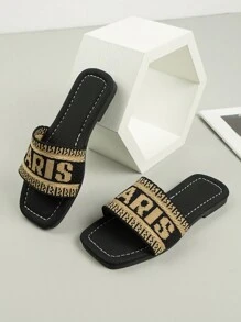 1 Pair Cute Slippers, Comfortable & Breathable, Non-Slip Sole, Fashionable & Versatile, Suitable For Indoor Home Wear And Outdoor Walking In All Seasons - Black - View 4