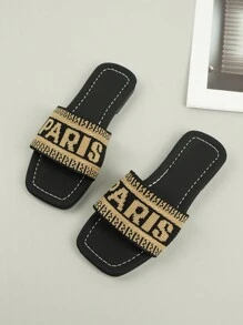 1 Pair Cute Slippers, Comfortable & Breathable, Non-Slip Sole, Fashionable & Versatile, Suitable For Indoor Home Wear And Outdoor Walking In All Seasons - Black - View 2