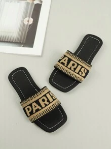 1 Pair Cute Slippers, Comfortable & Breathable, Non-Slip Sole, Fashionable & Versatile, Suitable For Indoor Home Wear And Outdoor Walking In All Seasons - Black - View 3