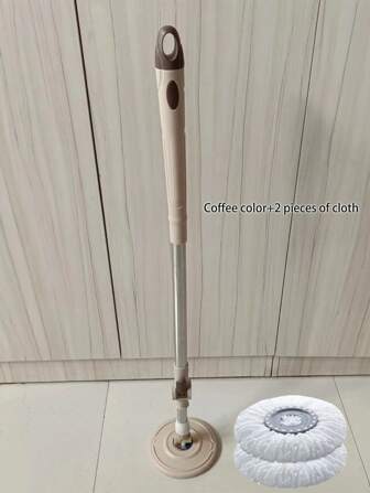 1/2 件旋转拖把，懒人免提按压拖把，适用于干湿清洁，可伸缩缝隙清洁拖把套装，带 2 个拖把头