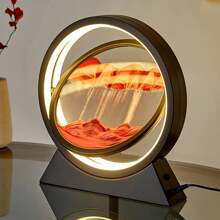 1 Stück 10 Zoll 3D Flip Runder schwarzer Rahmen flüssige Sandkunst, Sanduhr Glasornament Geschenk Landschaftsmalerei Büroschrankdekoration Geschenk Weihnachtsgeschenke Weihnachtsgeschenk - Schwarz - Übersicht 1
