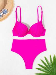 Women Bikini Sets - Hot Pink - View 3