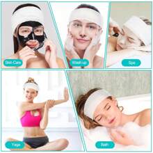 一次性 Spa 面部头带，柔软无纺布面部发带，弹力面部头巾，护肤美容师沙龙化妆桑拿单独包装，适合女性女孩，白色 - 彩色 - 查看 5