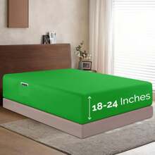 Elegant Comfort Luxury 1pc Extra Deep 18-24 Inch Deep Pocket Fitted Sheet - All Around Elastic Bedding Mattress Covers With Deep Pocket Up To 24 Inch And Double Sided Storage Pockets, Ultra Soft Machine Washable Luxury 1-Piece Bed Fitted Sheet - Fade And Wrinkle Resistant Premium Hotel Quality Twin/Full/Queen/King/Cal King Fitted Sheet, Christmas Decorations Gifts, Cozy Winter Styles, Bright Shades - 翠綠色 - 查看 1