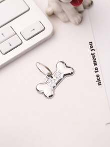 1 件定制宠物狗骨头钥匙扣，刻有宠物名字 - 彩色 - 查看 3